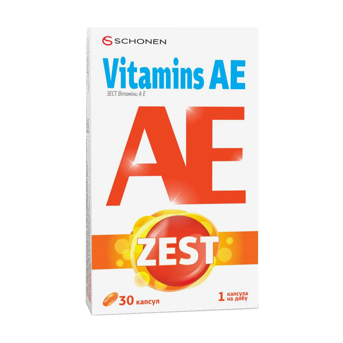 Вітаміни A і E Schonen Zest Vitamins AE, 30 капсул